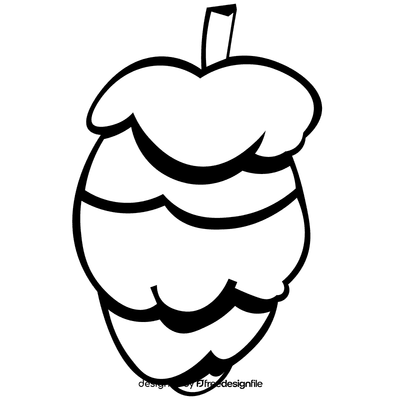 Evergreen cone black and white clipart