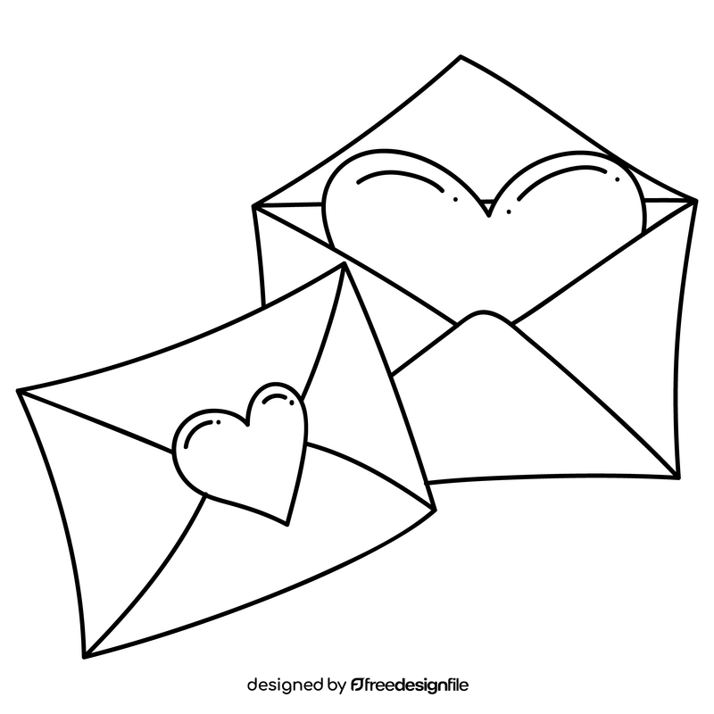 Valentines day envelope mail drawing black and white clipart free download