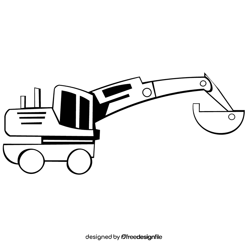 Excavator black and white clipart