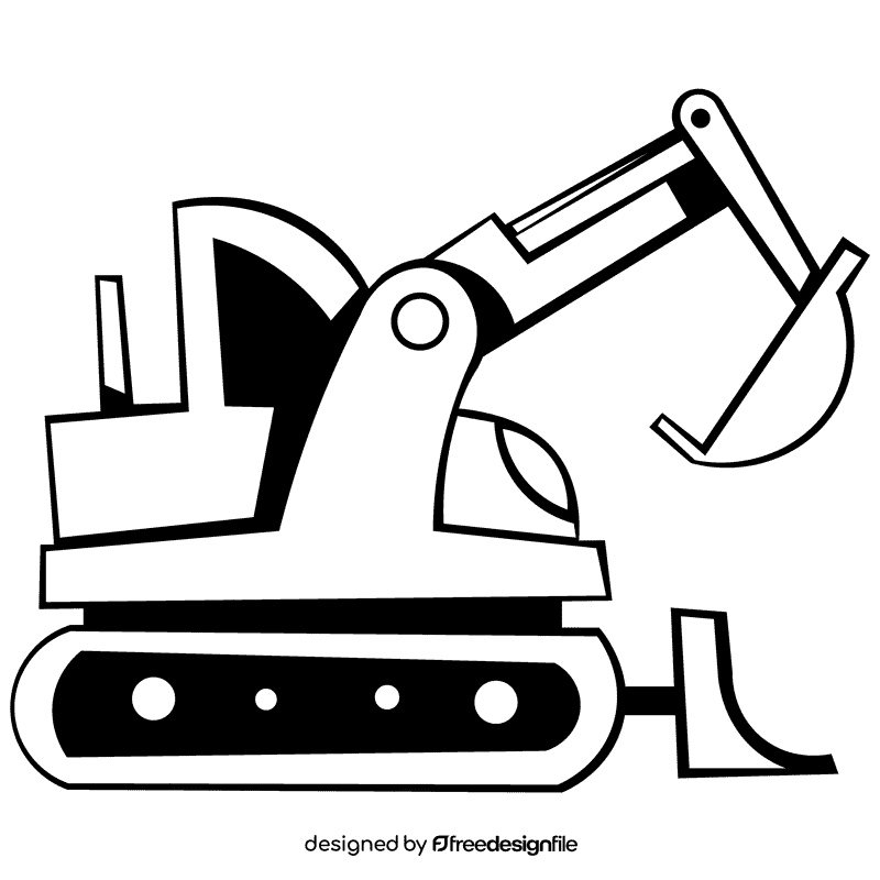 Excavator black and white clipart