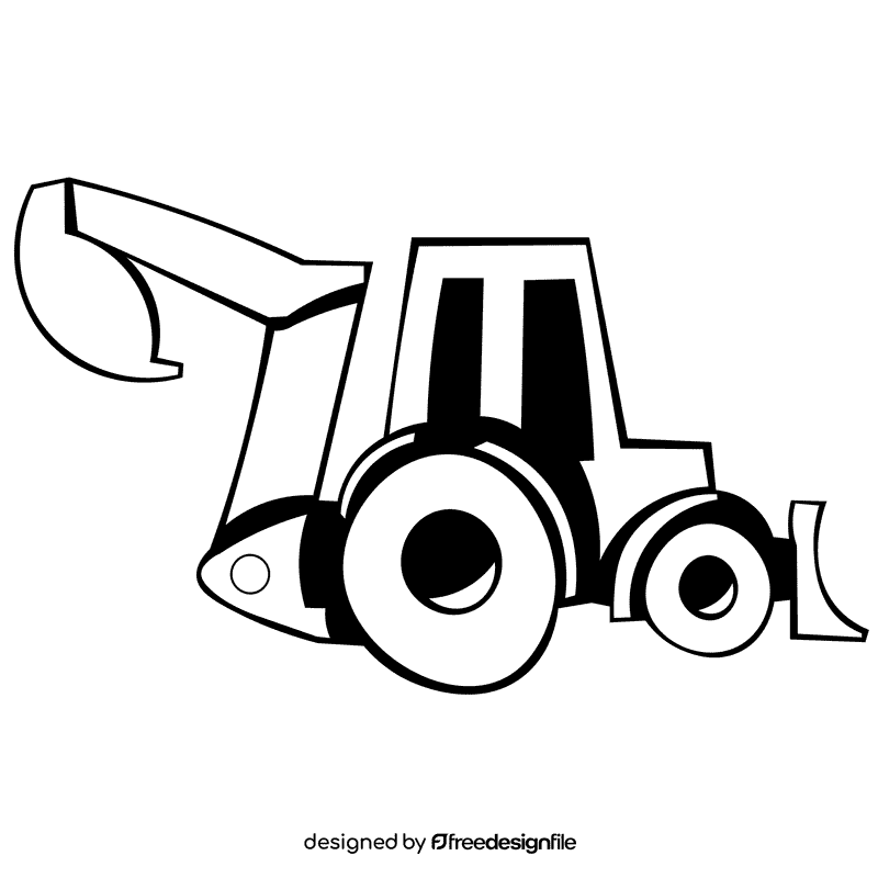 Excavator black and white clipart