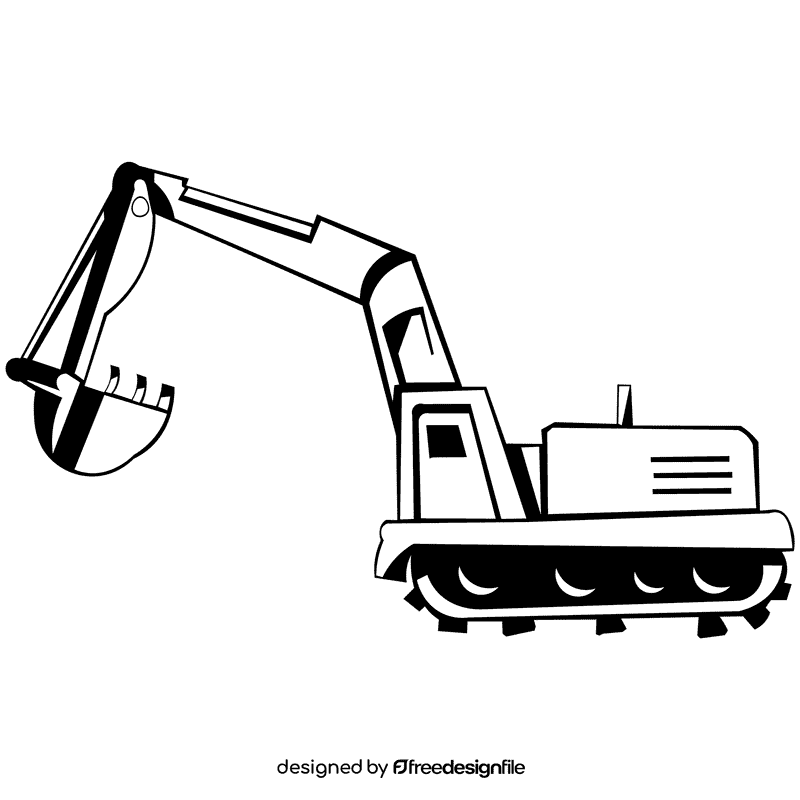 Excavator black and white clipart