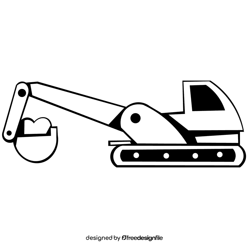 Excavator black and white clipart