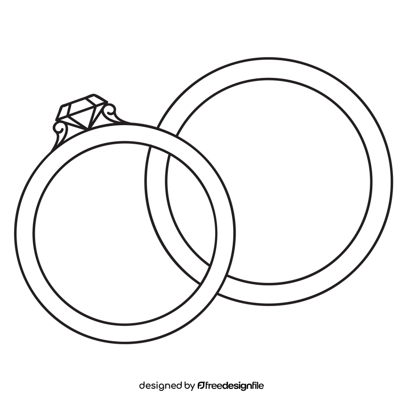 Valentine's day rings black and white clipart