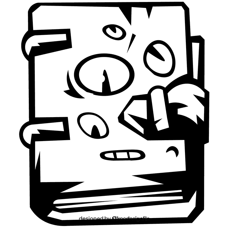 Fantasy book black and white clipart