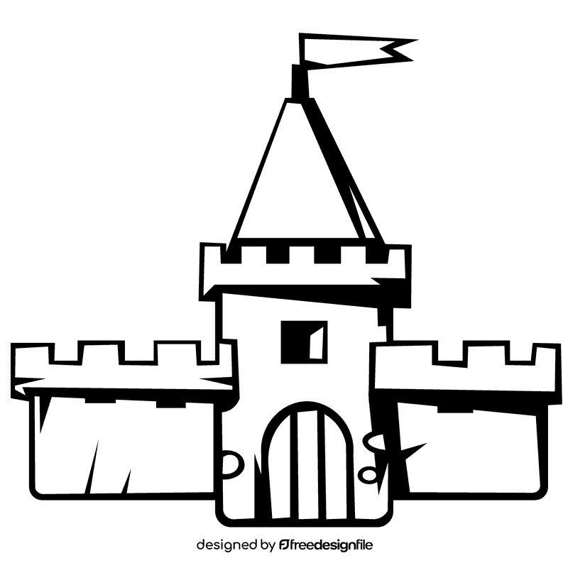 Fantasy castle black and white clipart
