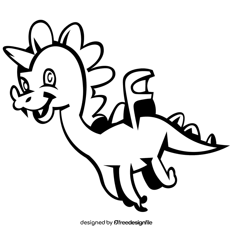 Fantasy dragon black and white clipart