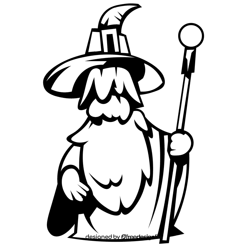 Fantasy mage black and white clipart