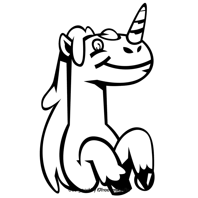 Fantasy unicorn black and white clipart