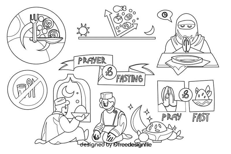 Fasting black and white vector