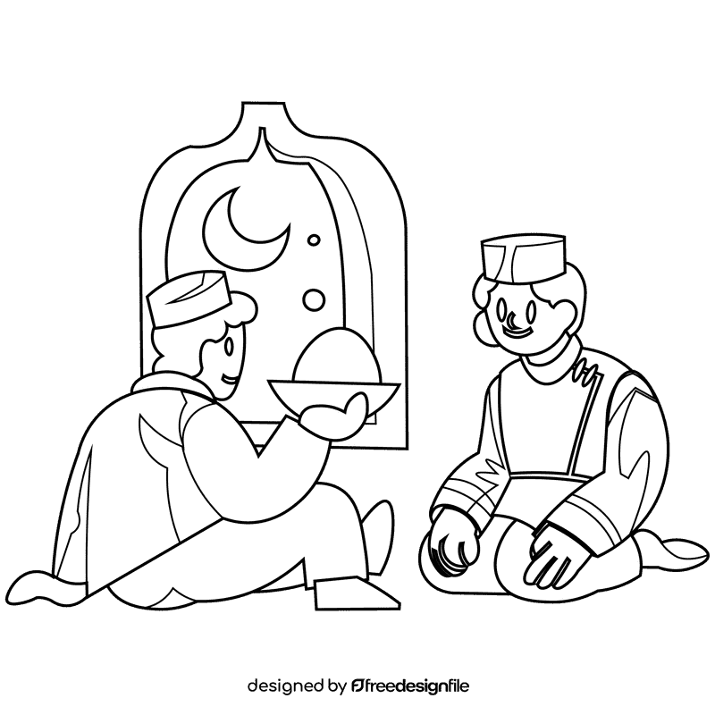 Fasting family black and white clipart