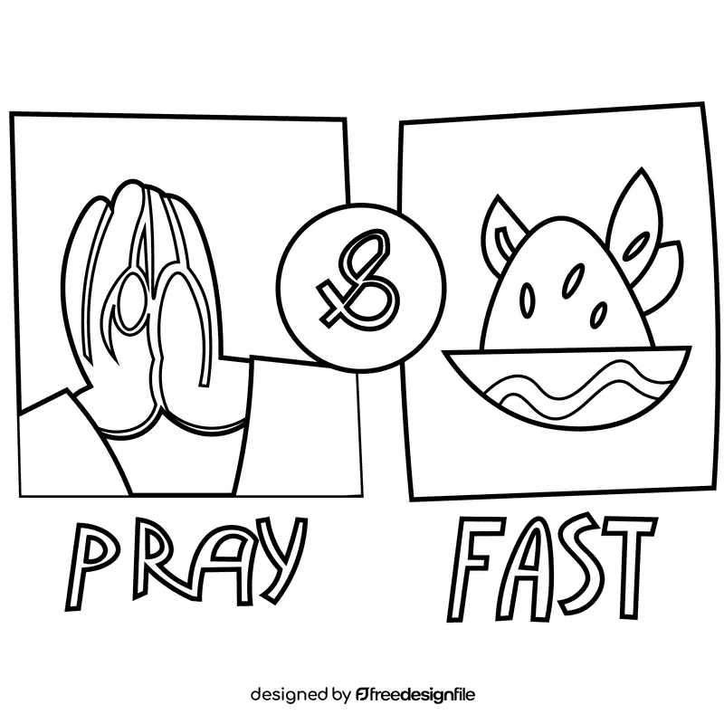 Fasting sign black and white clipart