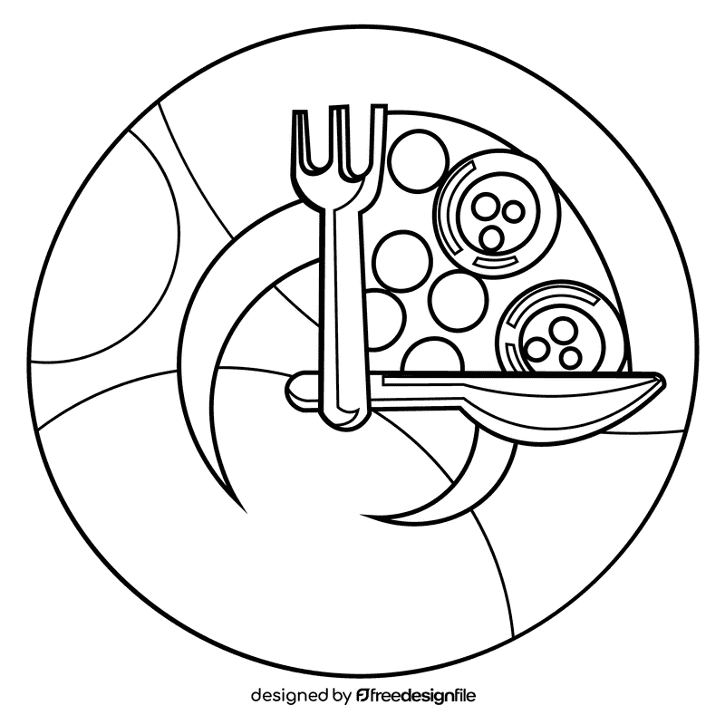 Fasting time black and white clipart