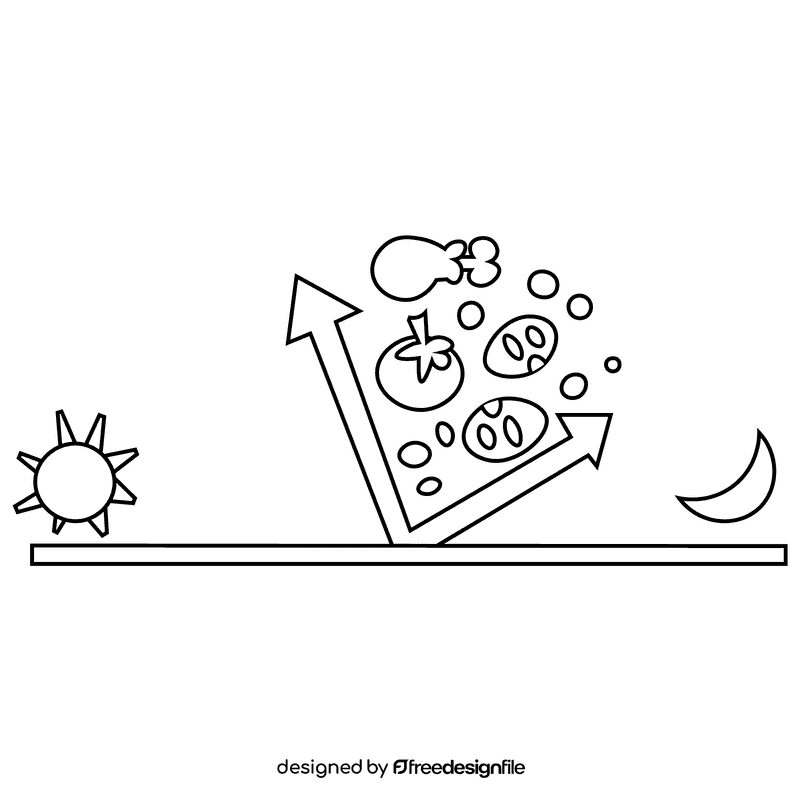 Fasting time black and white clipart