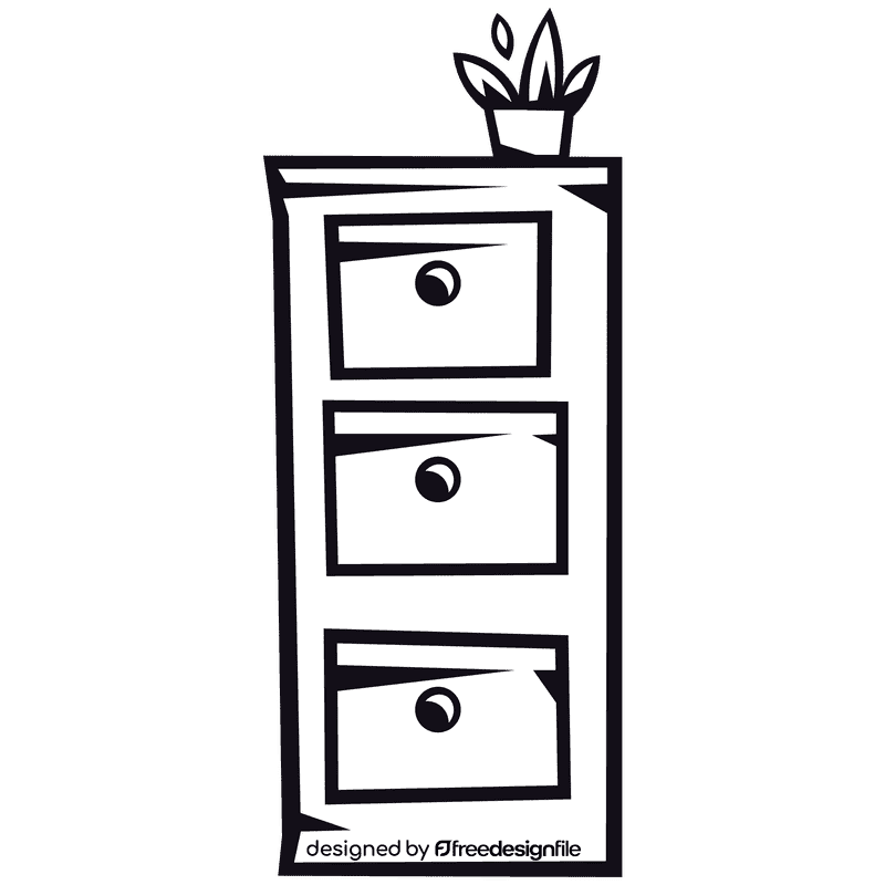 Filing cabinet cupboard black and white clipart