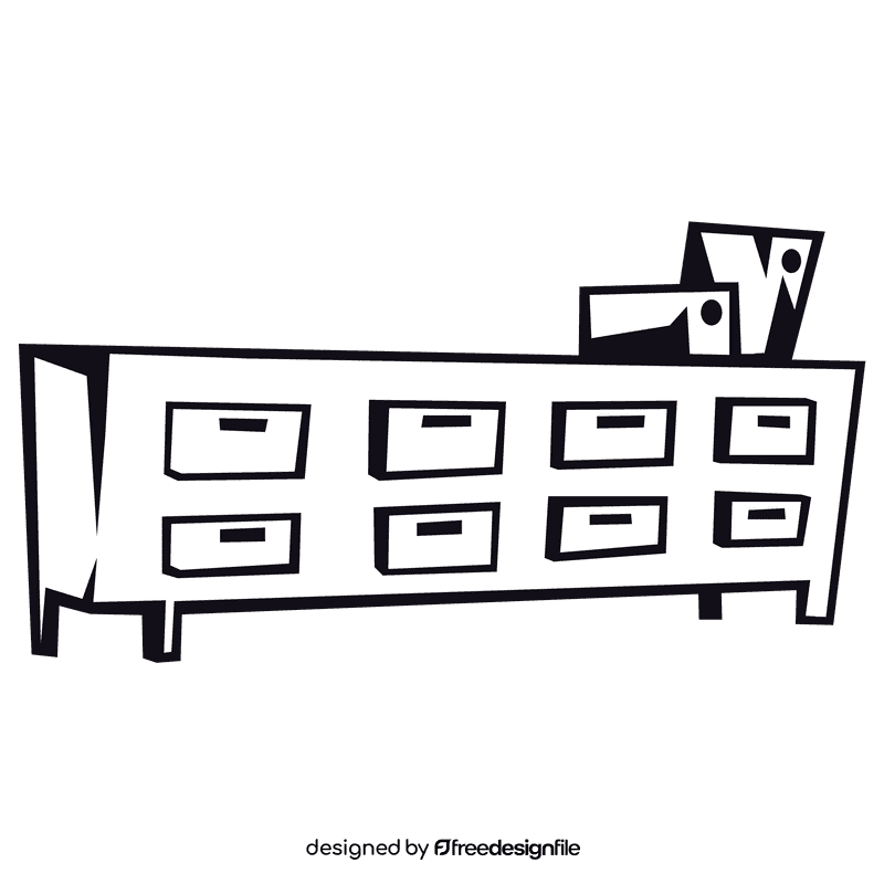 Filing cabinet long black and white clipart