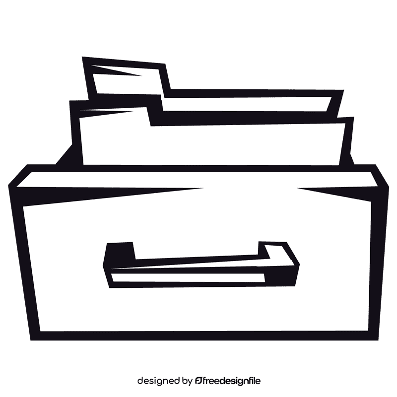 Filing cabinet shelf black and white clipart