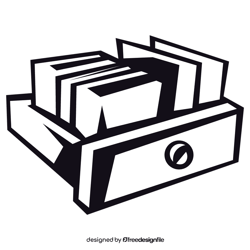 Filing cabinet shelf files black and white clipart