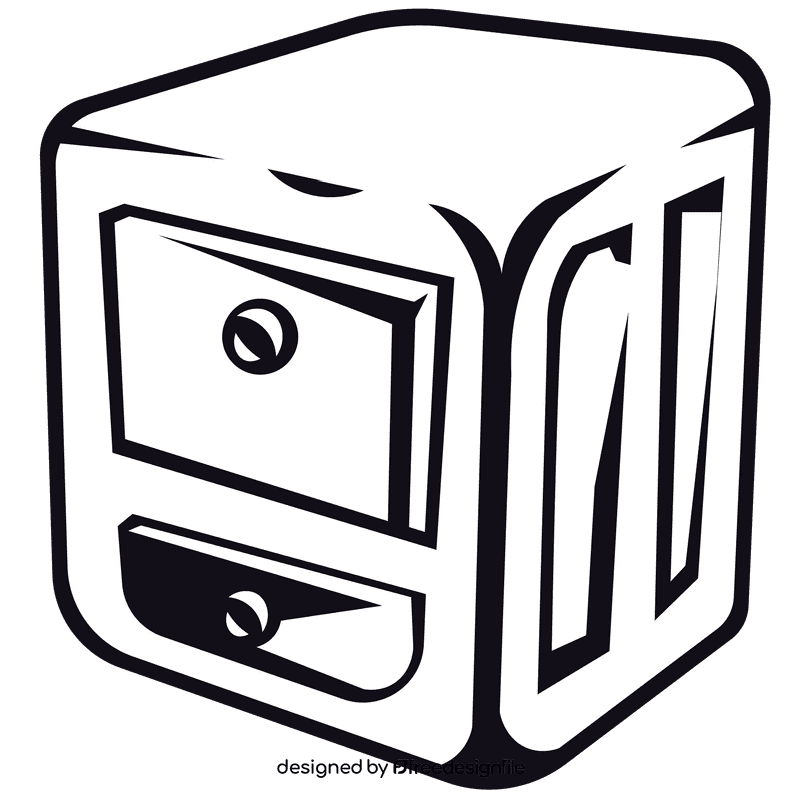 Filing cabinet square black and white clipart