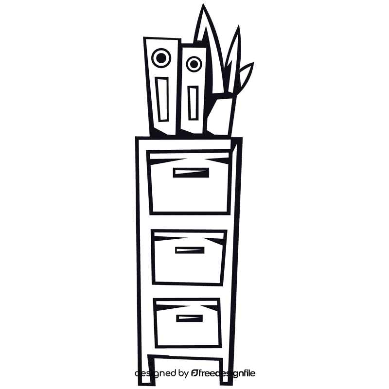 Filing cabinet tower black and white clipart