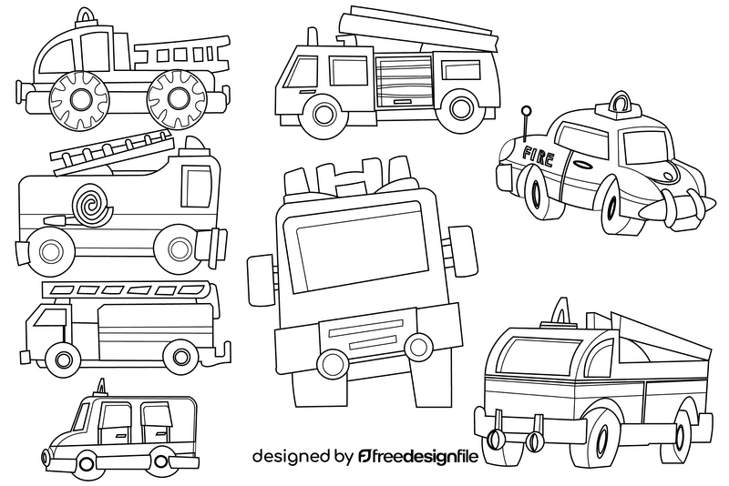 Fire engine black and white vector