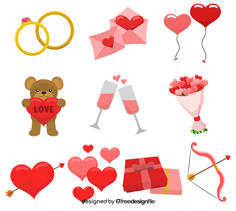 Happy Valentines Day clipart set vector