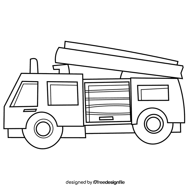 Fire engine american black and white clipart