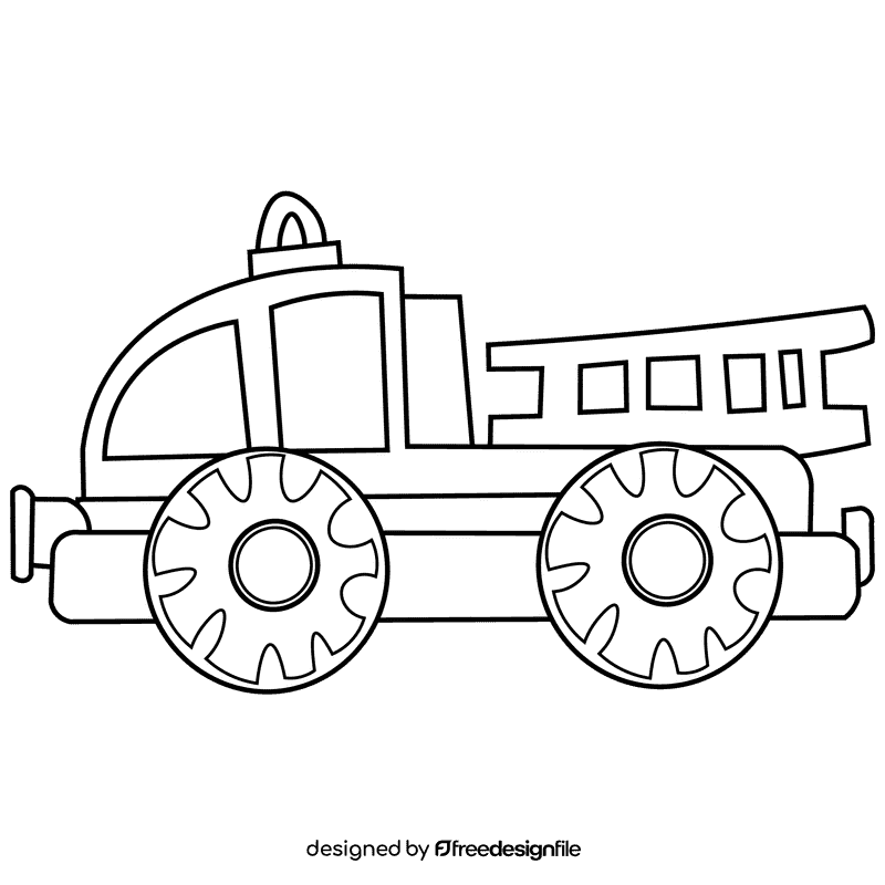 Fire engine comic black and white clipart