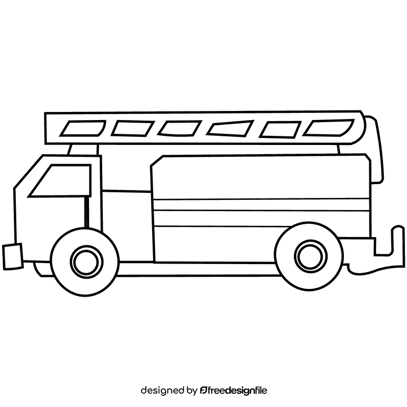 Fire engine large black and white clipart