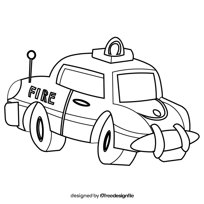 Fire engine light black and white clipart