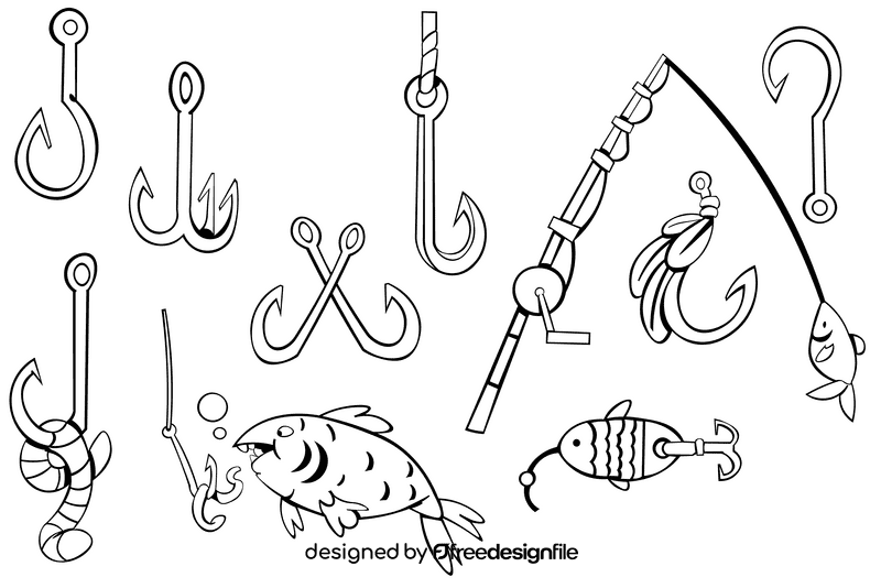 Fish hook black and white vector