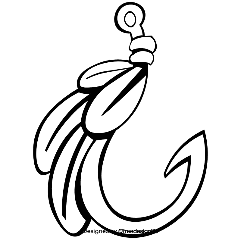 Fish hook bait black and white clipart