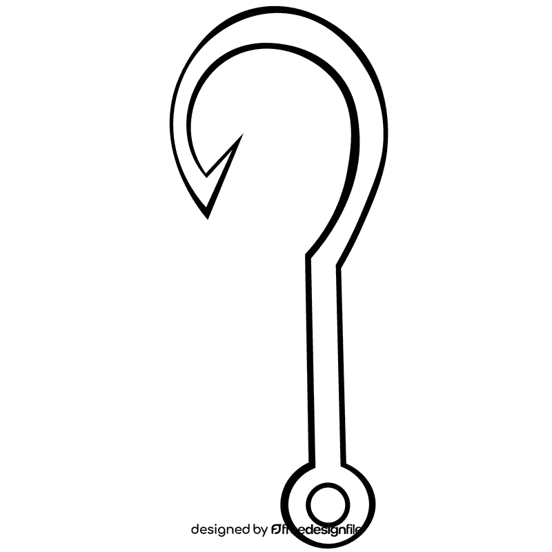 Fish hook black and white clipart