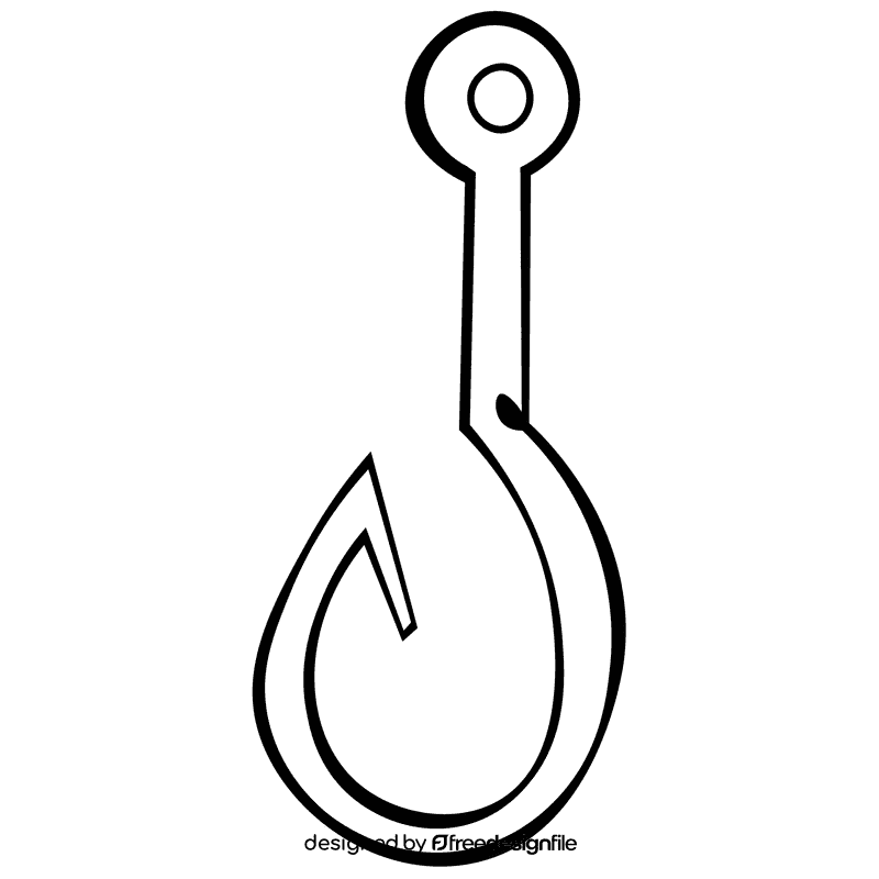 Fish hook standart black and white clipart