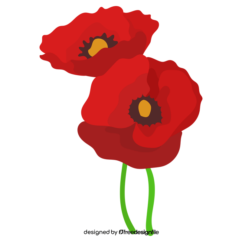 Red poppy flower clipart