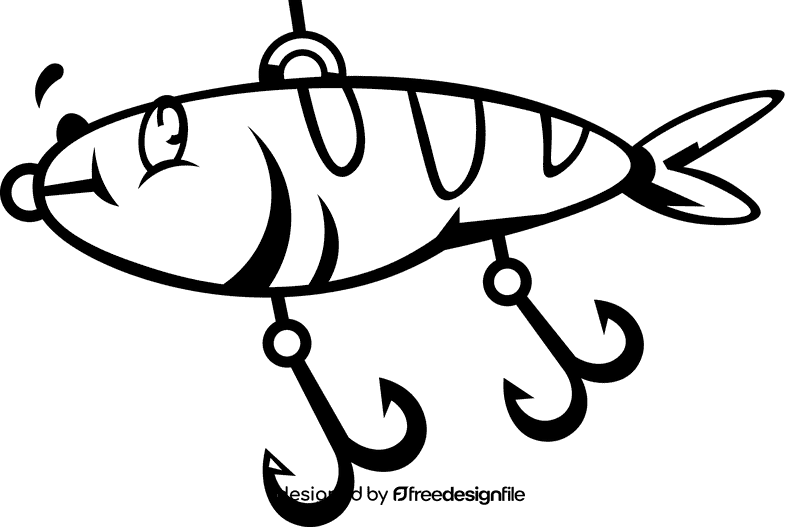 Fishing lure fish black and white clipart