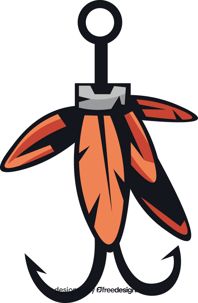 Fishing lure hook feathers clipart