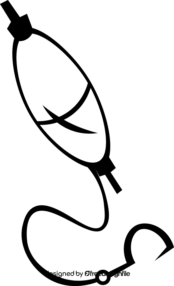 Fishing lure long black and white clipart