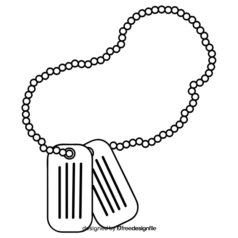 Dog tag necklace drawing black and white clipart vector free download