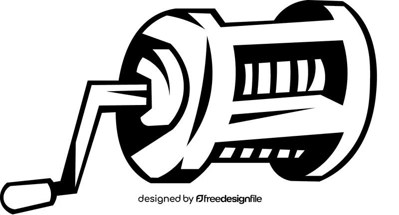 Fishing lure reel black and white clipart