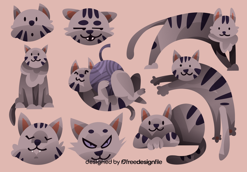 Cat cartoon set vector