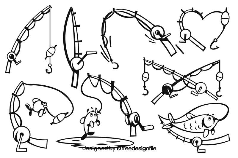 Fishing rod black and white vector