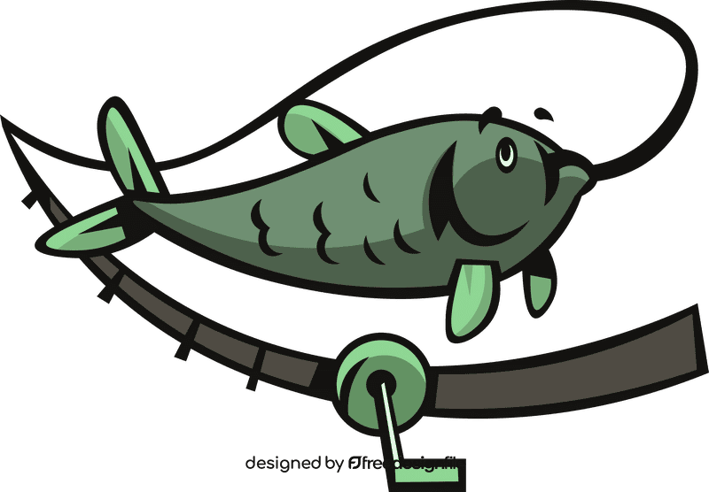Fishing rod big fish clipart