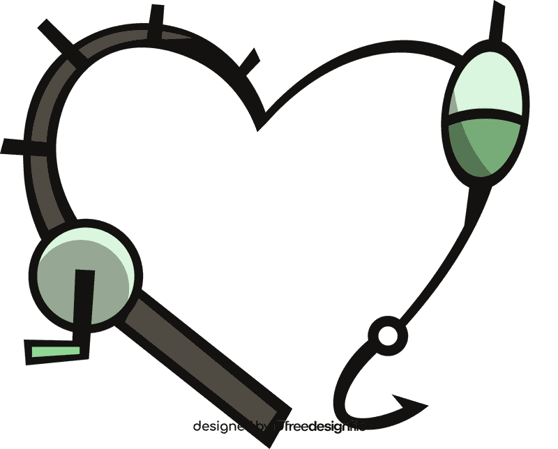 Fishing rod heart clipart