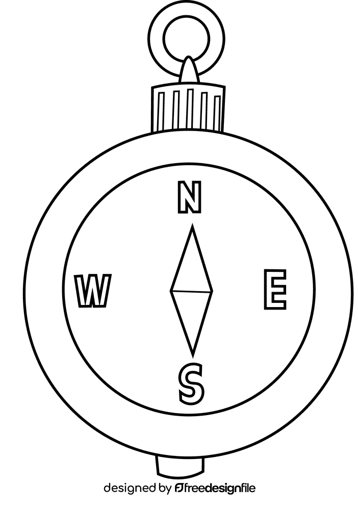 Magnet compass black and white clipart