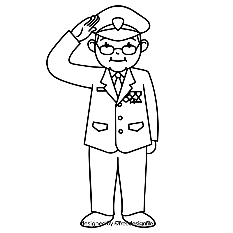Veterans Day salute drawing black and white clipart