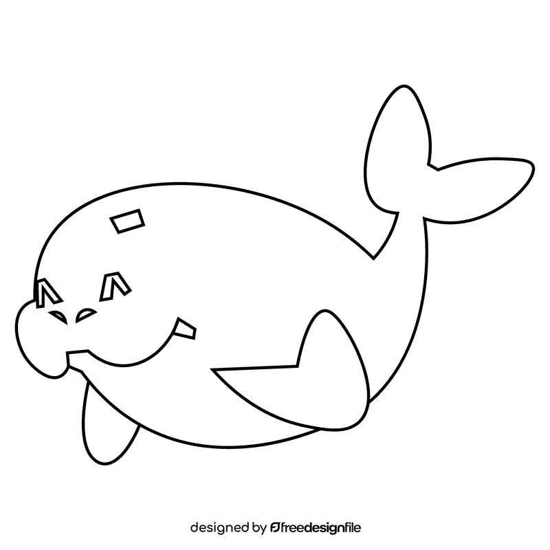 Manatee happy black and white clipart