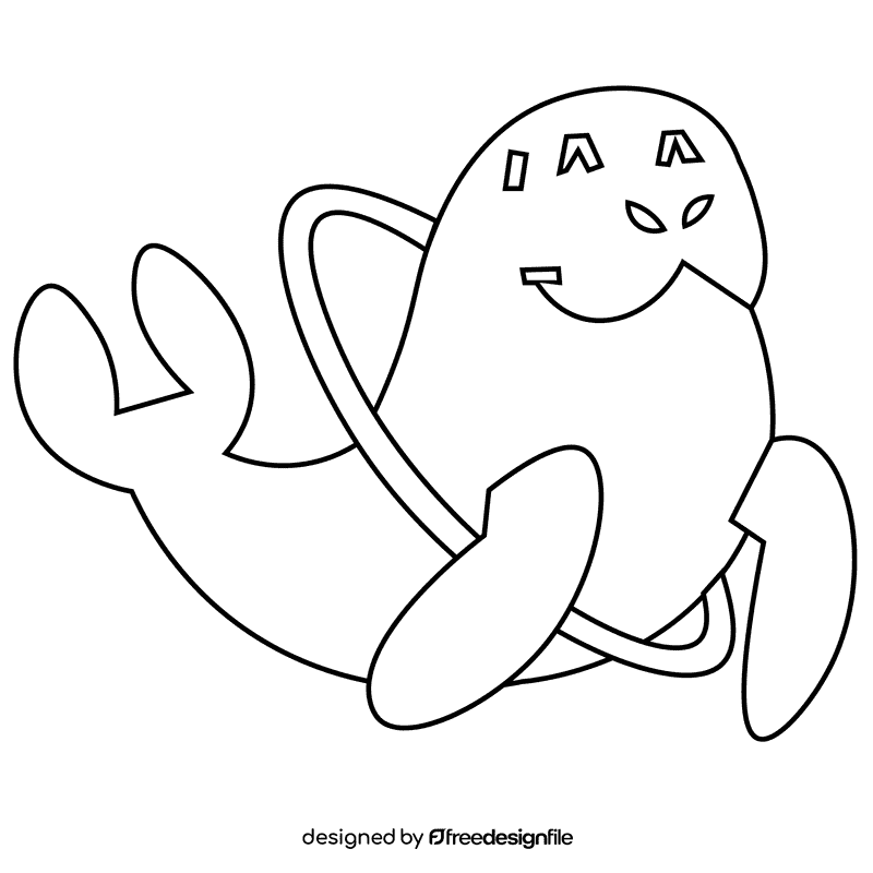 Manatee hula hoop black and white clipart
