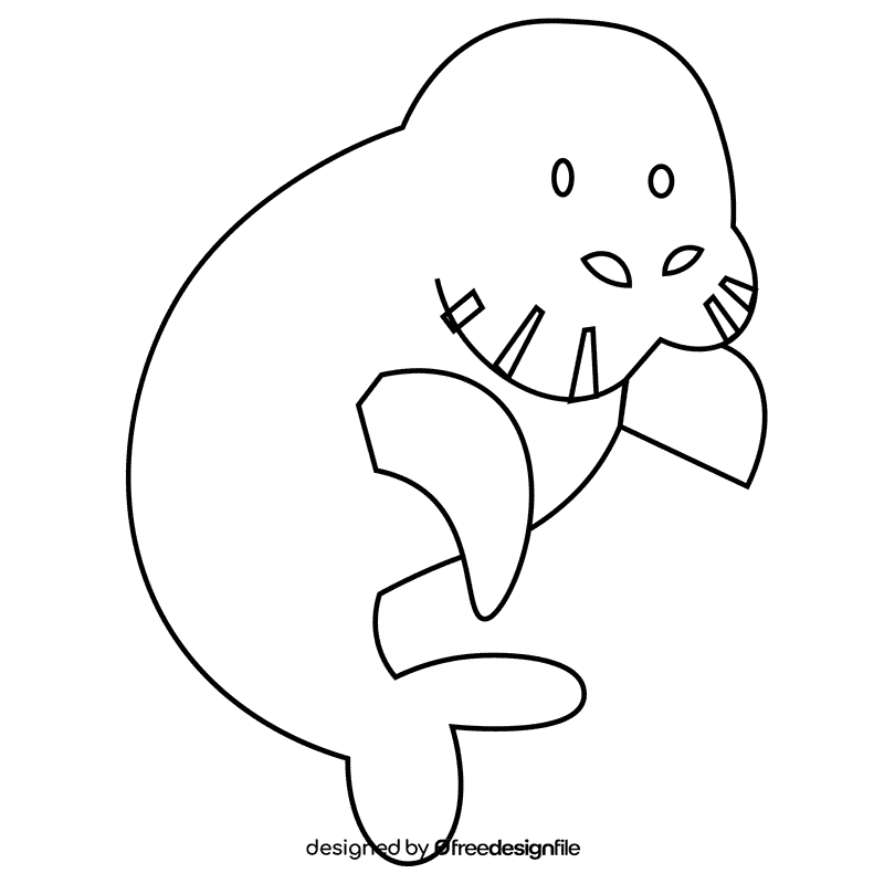 Manatee black and white clipart