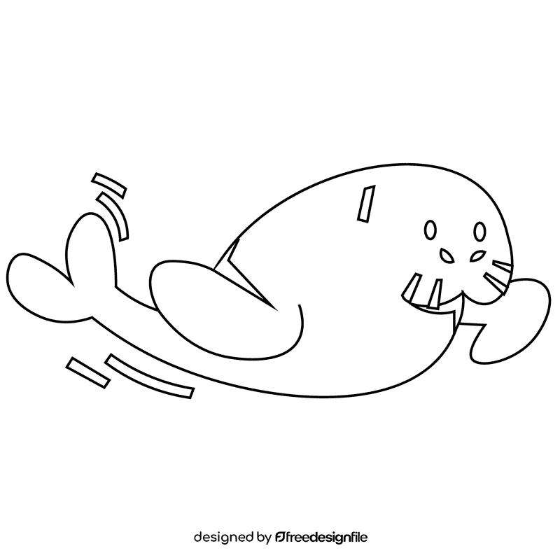 Manatee quick black and white clipart